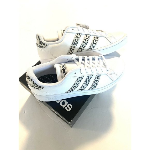 New Adidas Grand Court White Leopard Sneakers - Picture 5 of 11